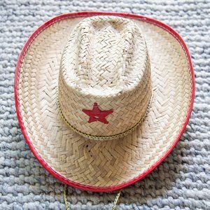Kids Palm Straw Cowboy Hat, Red Sheriff Star